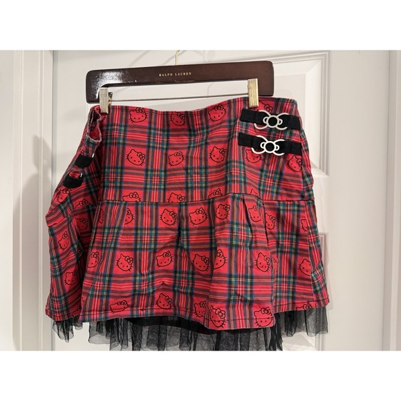 Dolls Kill x Hello Kitty Skirt Red Plaid Women's Plus 3XL - Picture 3 of 12
